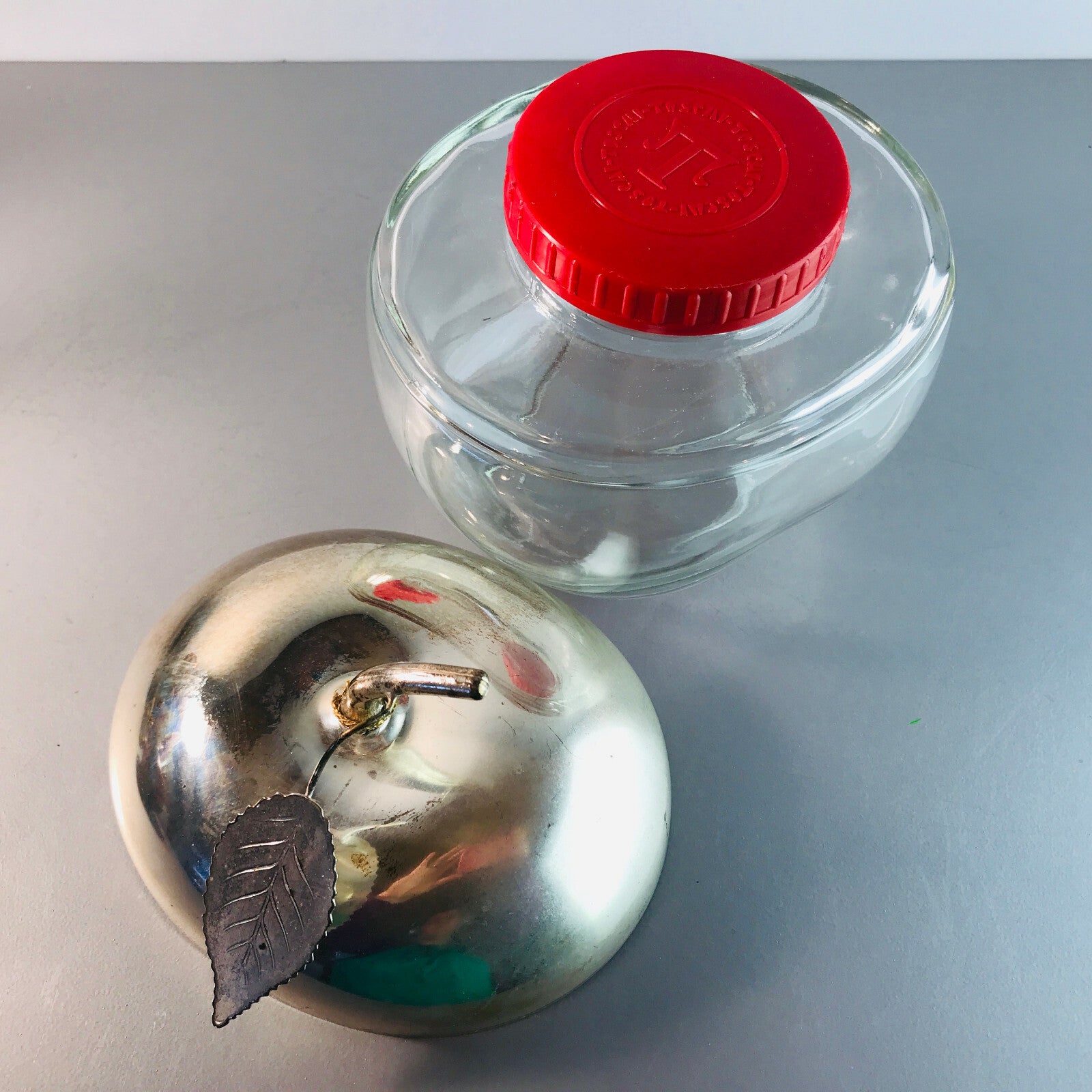 TOSCHI 60er 70er Deckeldose Dose silbern D 14,5 cm oval Glas Deckel