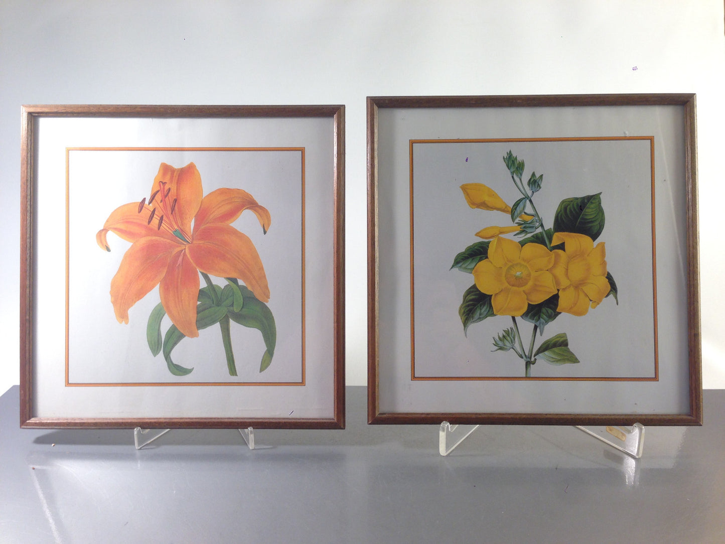 Gelbe Blumen Lilie Bild gerahmt 28 x 28 cm Bilderrahmen Holz