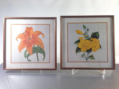 Gelbe Blumen Lilie Bild gerahmt 28 x 28 cm Bilderrahmen Holz
