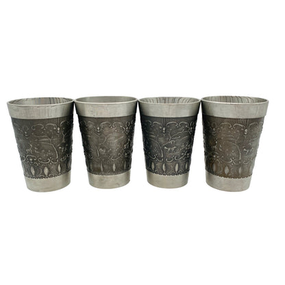 ha ha Zinn Zinnbecher Zinn 4er Becher 11,5 cm Trinkbecher MID CENTURY (punziert)