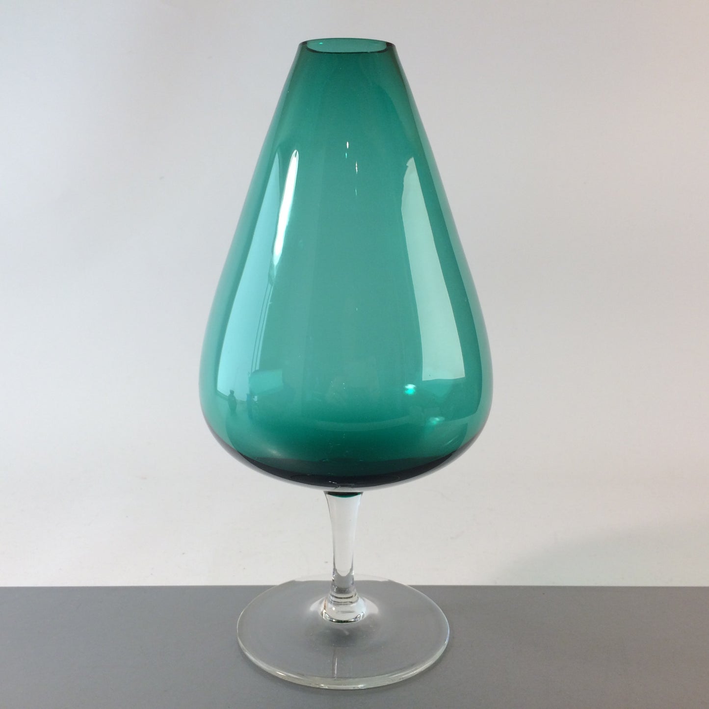 Vintage türkis Vase 50er 60er 25,3  cm grün  MID CENTURY Stängelvase