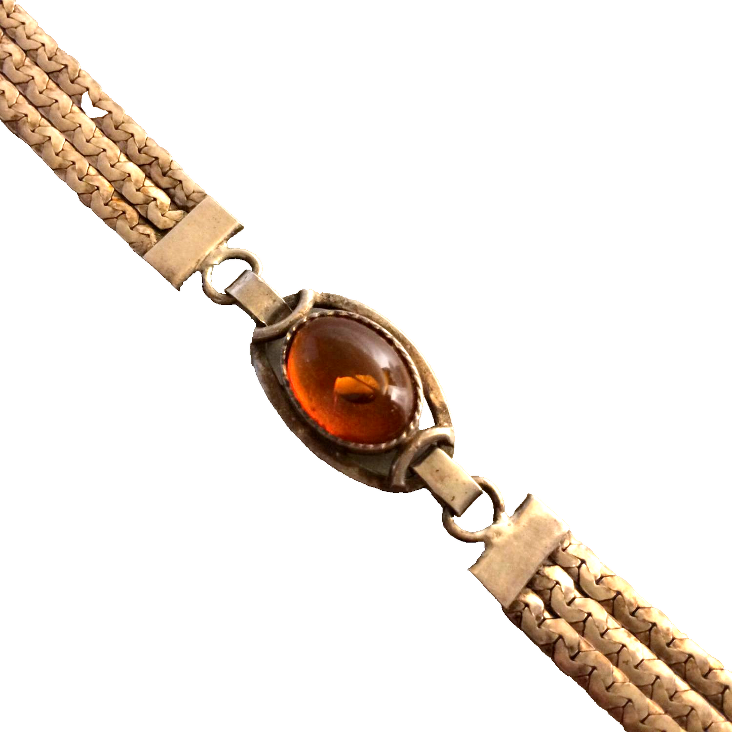 ARMBAND versilber 925 Bernstein und punziert Art Déco 17 cm 