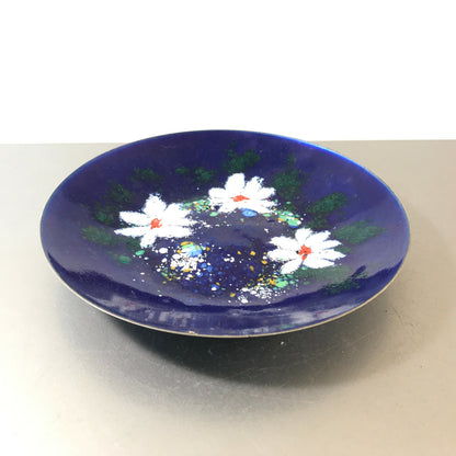 MID CENTURY Emaille Schale D 17,5 cm 50er Vintage Teller blau