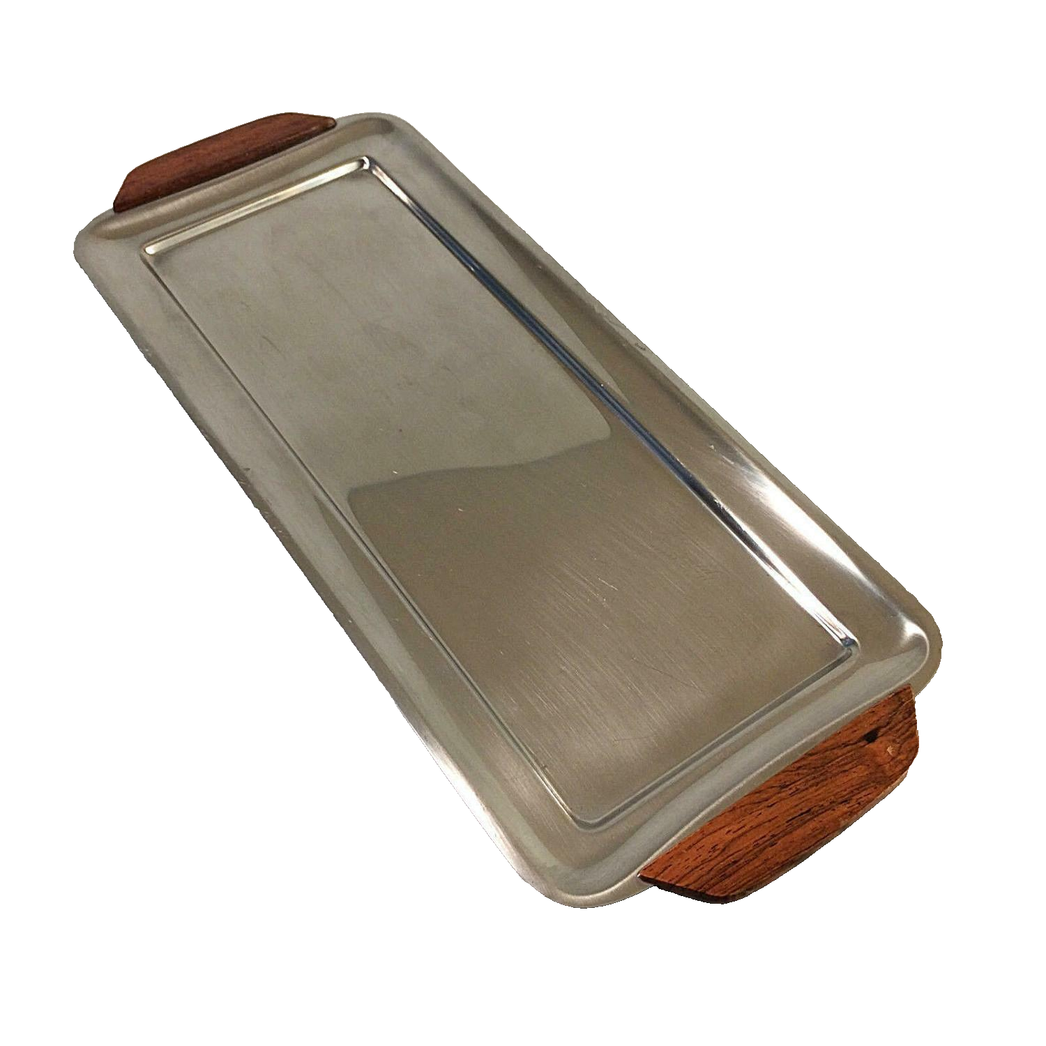 QUIST Edelstahl Platte 38,5 cm 6er 70er Teller Servierplatte Kuchenplatte