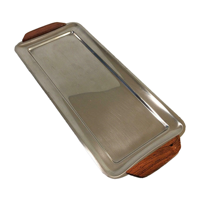 QUIST Edelstahl Platte 38,5 cm 6er 70er Teller Servierplatte Kuchenplatte