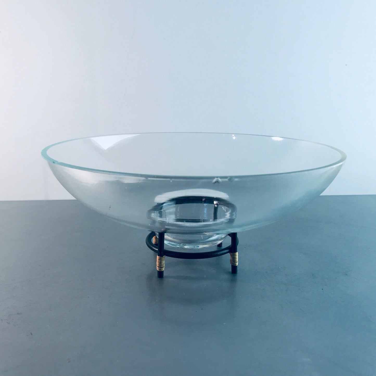 VINTAGE Schale 50er 60er MID CENTURY auf Halter Schüssel D 21 cm Glas