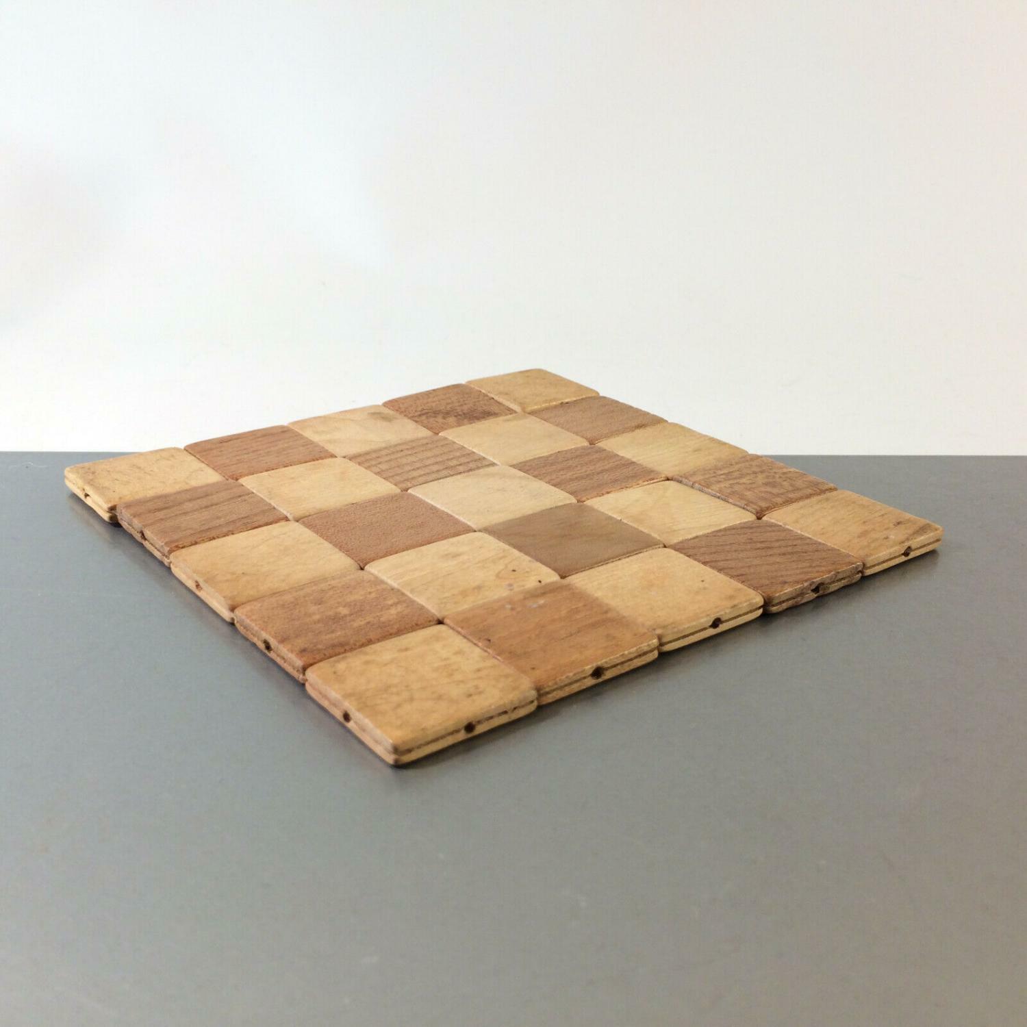 Holz Topfuntersetzer Karo Untersetzer 50er 60er Holz D 21 cm