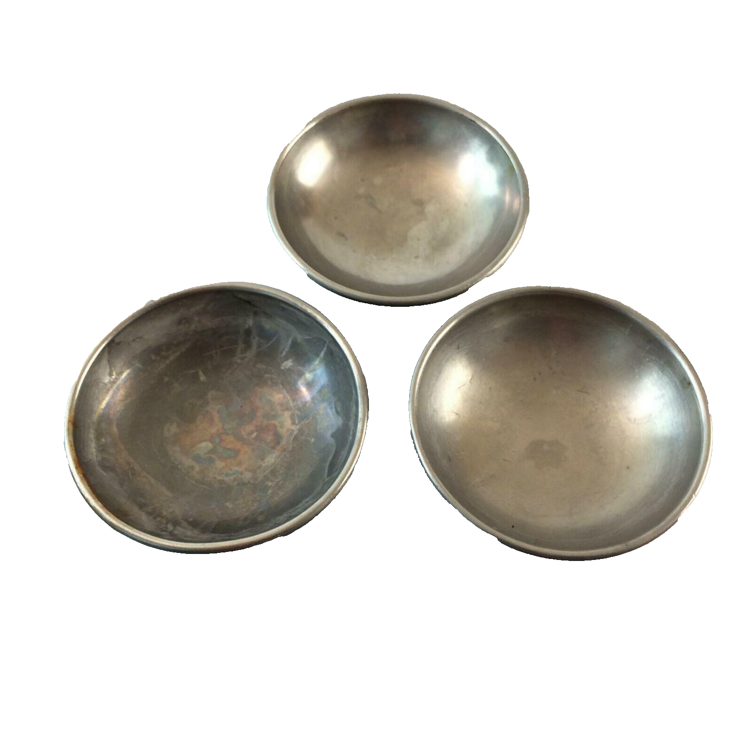 Schälchen 6,3  cm Metall silber Set Vintage 50er 60er (punziert) Schale