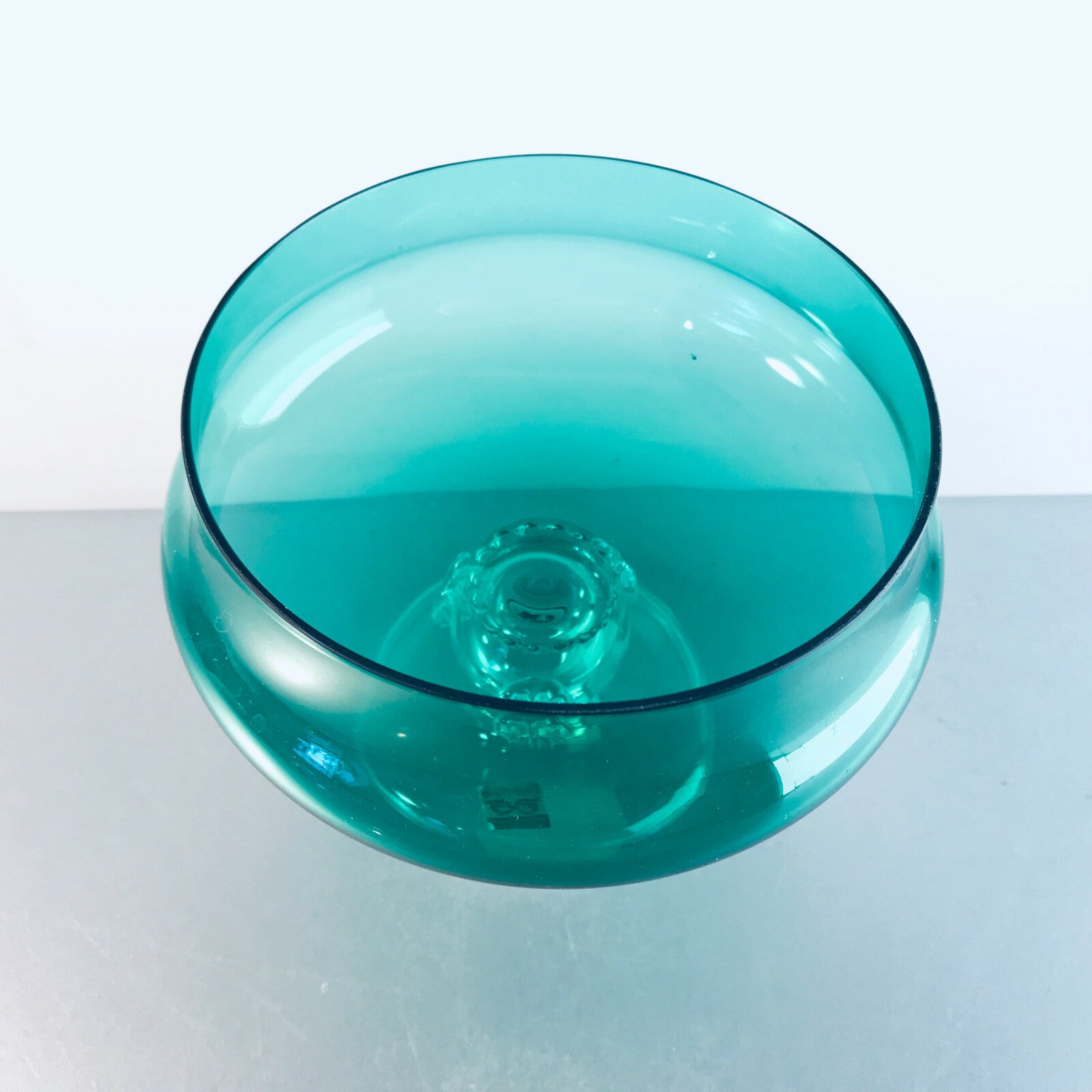 DISTL Vintage Glas grün Glasschale 50er 60er H 12,6 cm  Noppen