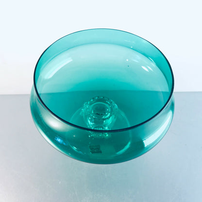 DISTL Vintage Glas grün Glasschale 50er 60er H 12,6 cm  Noppen