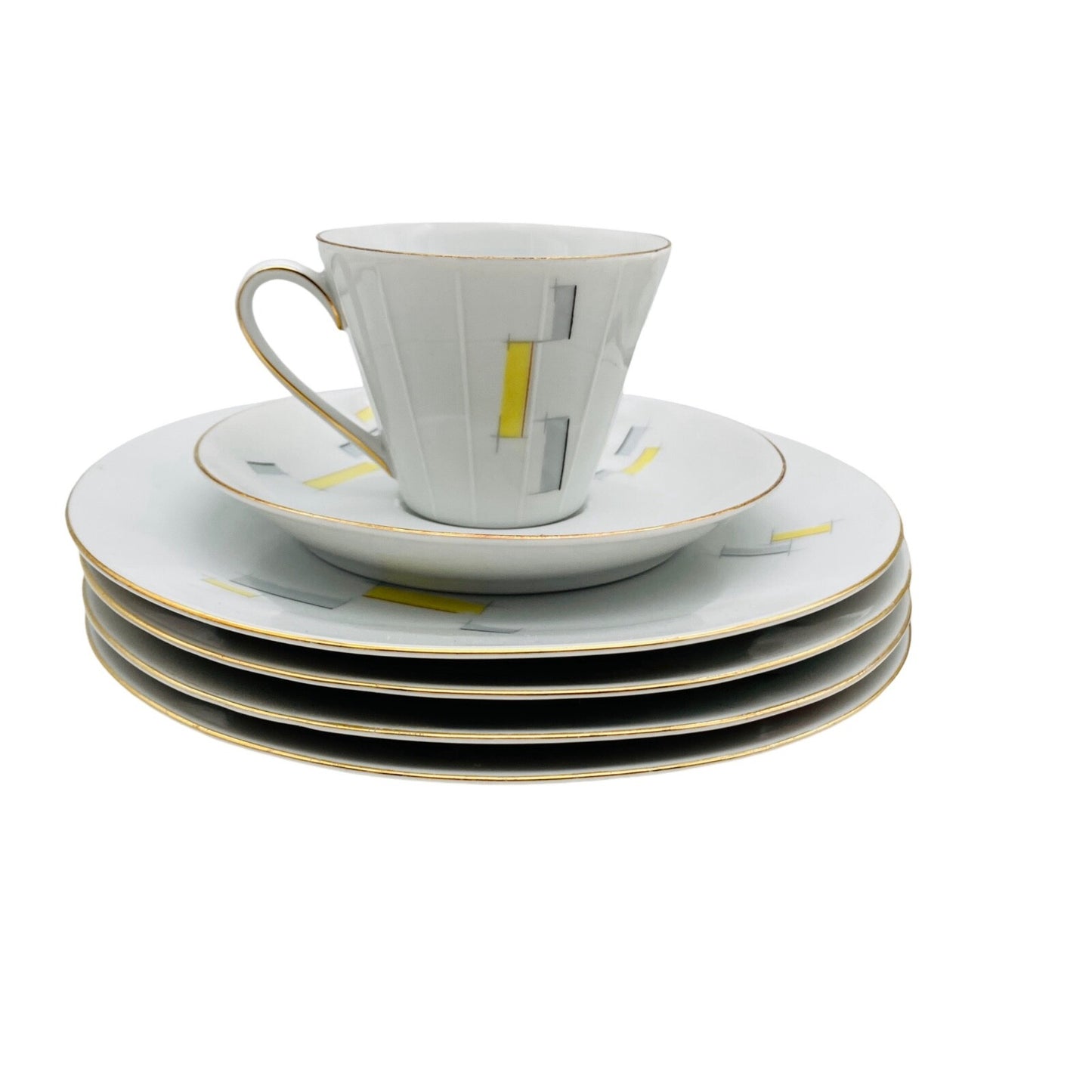 Zeh Scherzer Porzellan Schale Goldrand 50er 60er Set Teller Tassen  MID CENTURY
