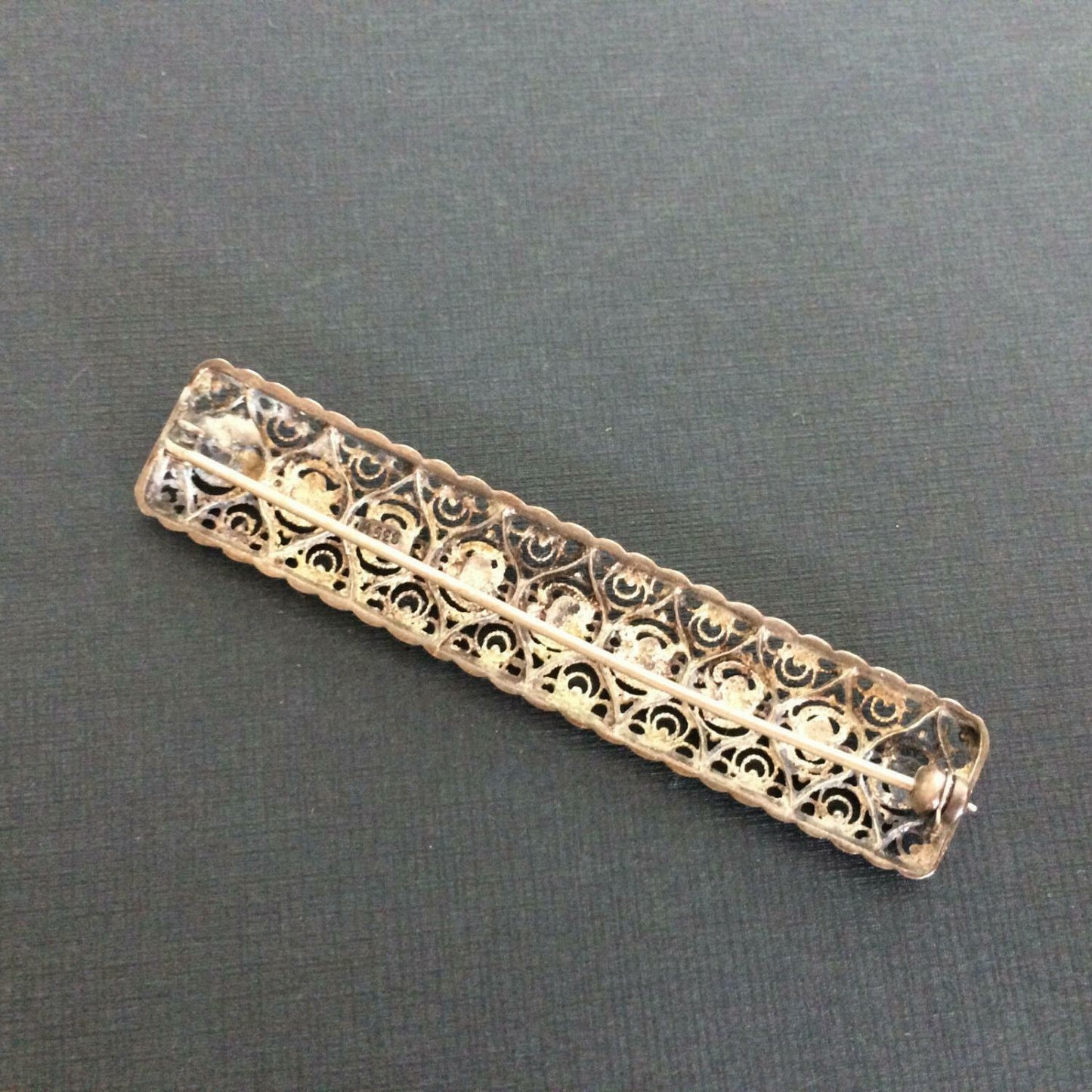BROSCHE filigran 835H Silber versilber gepunzt gestempelt 6,4 cm