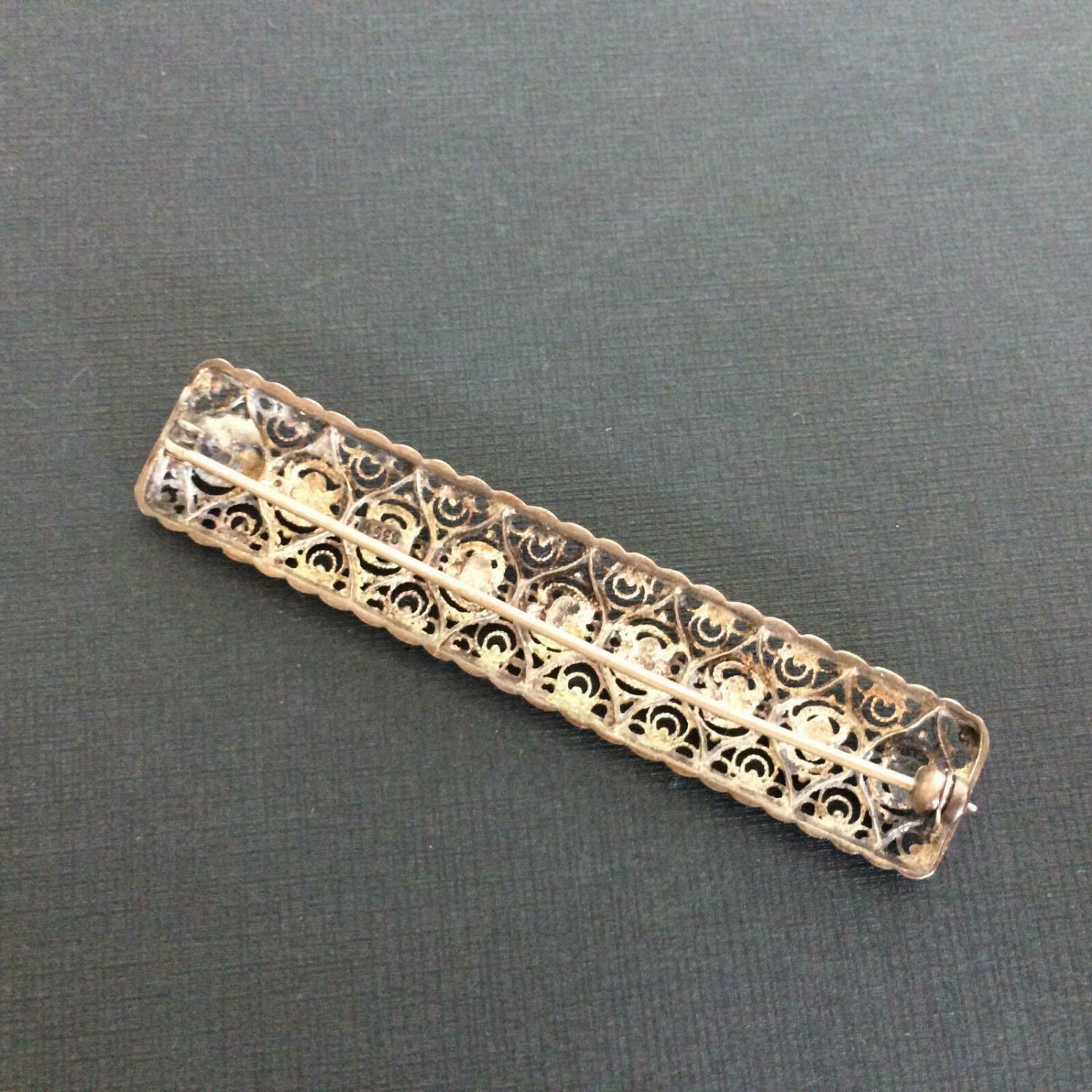 BROSCHE filigran 835H Silber versilber gepunzt gestempelt 6,4 cm