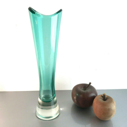 Vintage VASE Glasvase Design 60er 50er MID CENTURY grün 28 cm