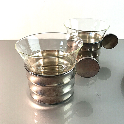 Berndorfer Metallwarenfabrik KRUPP Teetassen versilbert 20er Art Déco