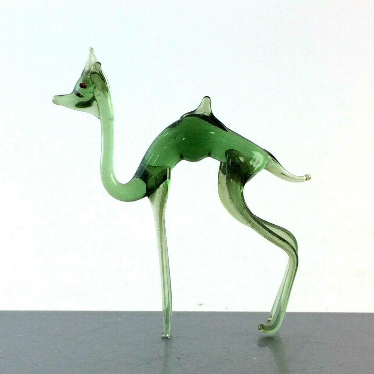Dromedar Camel grün H 6,5 cm Glas 50er 60er Lauscher Vintage MID CENTURY 