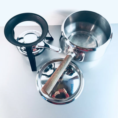 BERAM Fondue Topf Fonduetopf Stövchen Rechaud Brenner Edelstahl Vintage