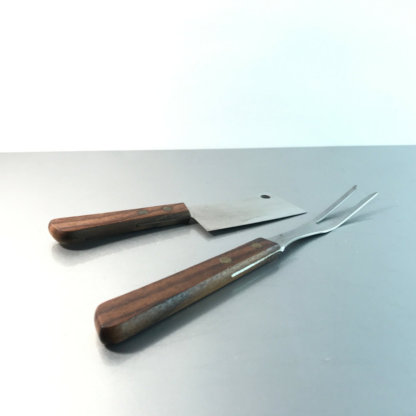 Vintage Besteck Vorlegebesteck Edelstahl Holz Teak 50er 60er MID CENTURY