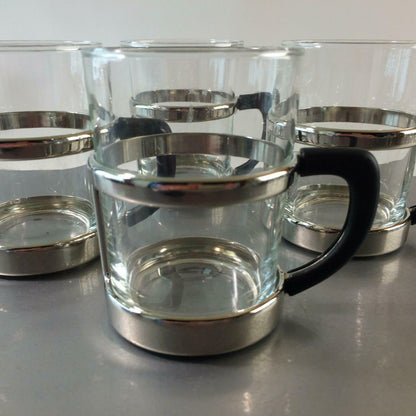 Teegläser Glas 50er 60er 4er Set Gläser Tasse Vintage schwarz