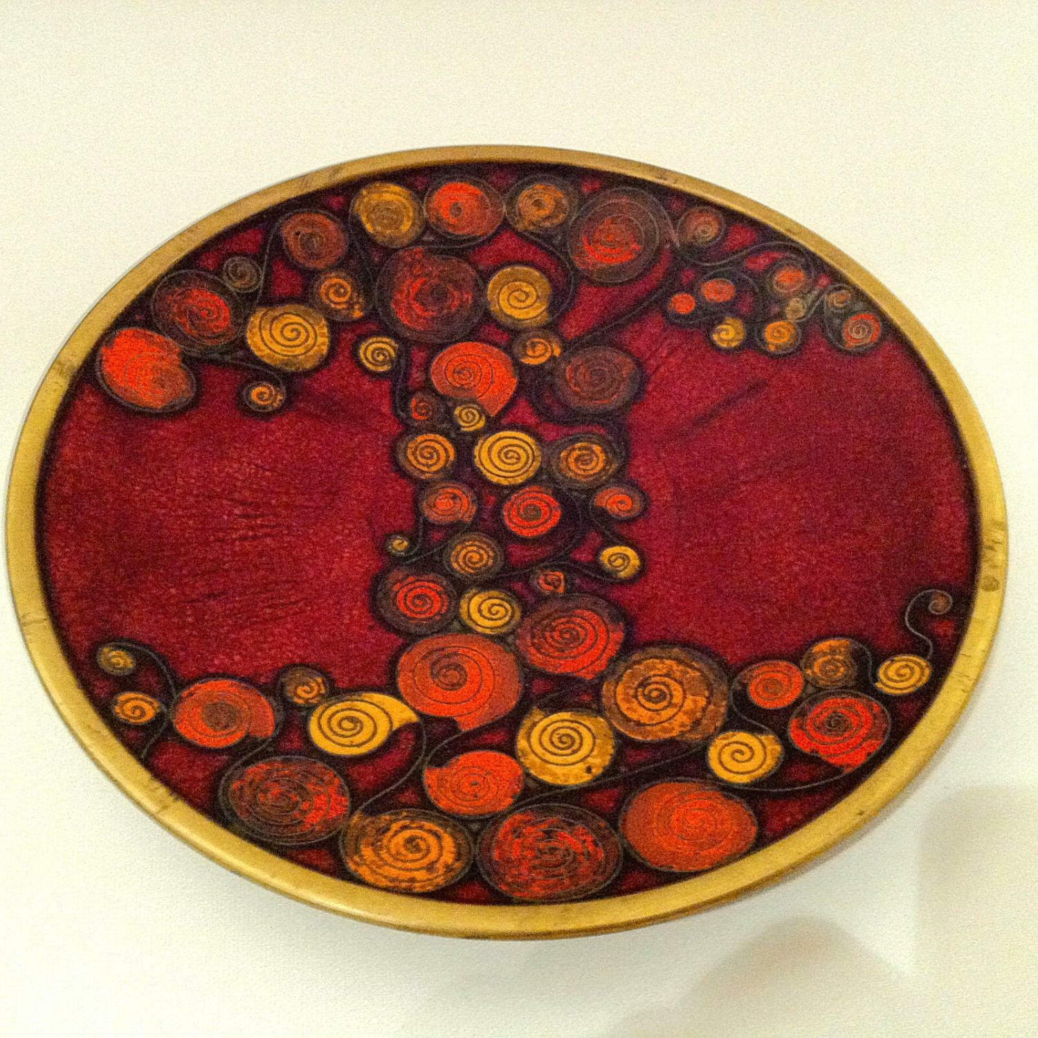 Käthe RUCKENBROD (sig.) Teller Emaille 50er 60er Stegemaille Cloisonne