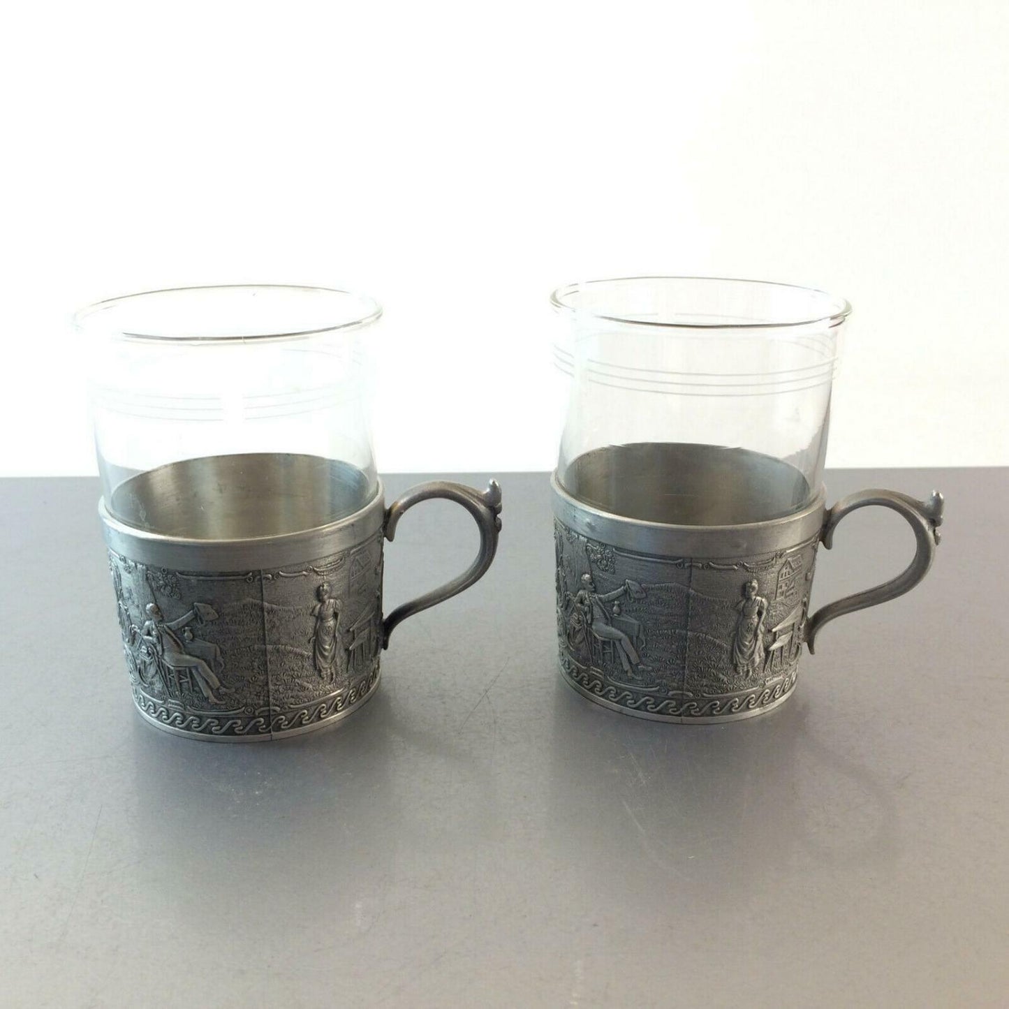 Friesling ZINN ORNAMENTE 2 er Teegläser Teetassen 9,5 cm Tassen  SCHOTT