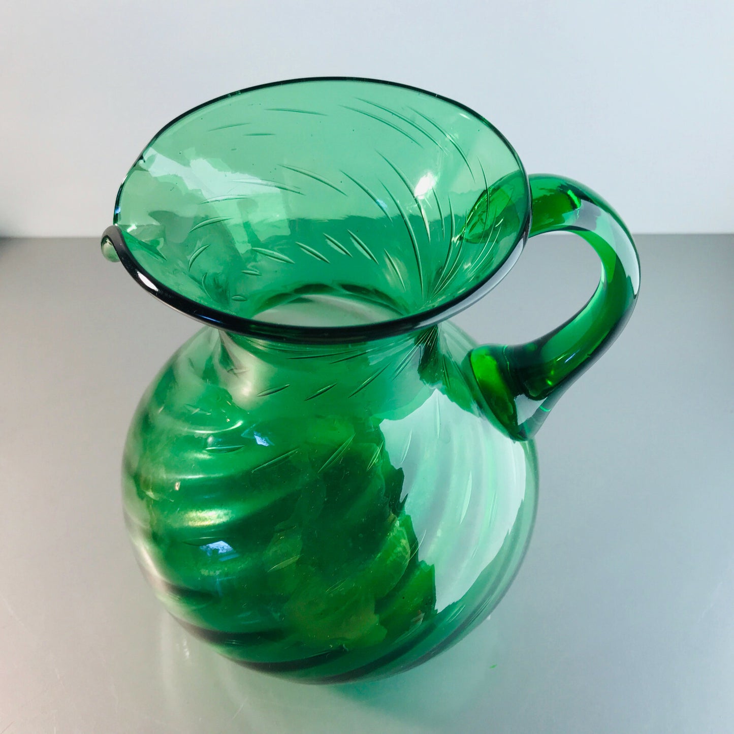 ITALY Empoli Verde grün Vase Kännchen Karaffe Kanne 19 cm Glas