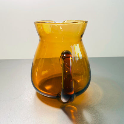 Kanne Karaffe 50er 60er 12 cm Bernstein braun VINTAGE Glas Saftkrug