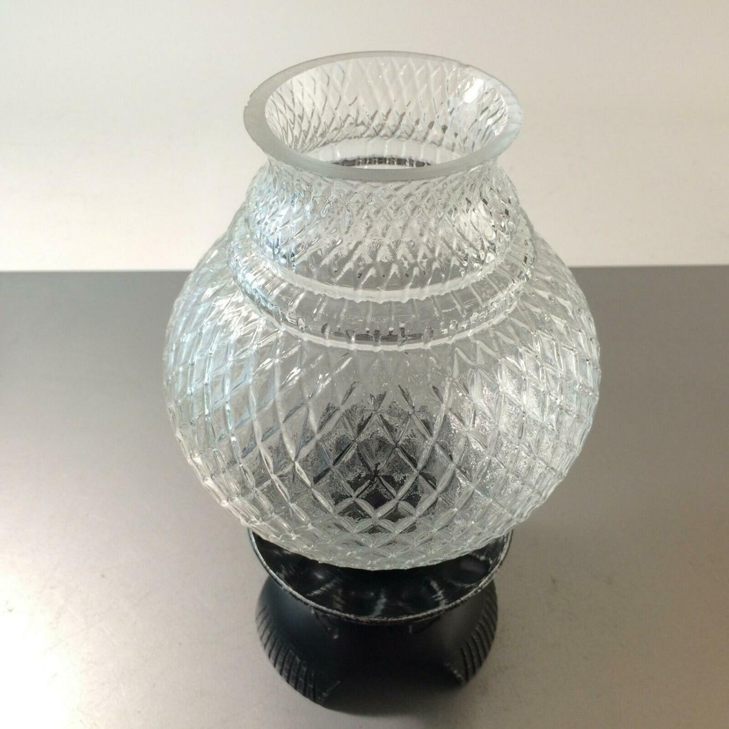 Kerzenhalter Windlicht 50er 60er Glas Kerzenständer SCHIRM Eisen Rauten