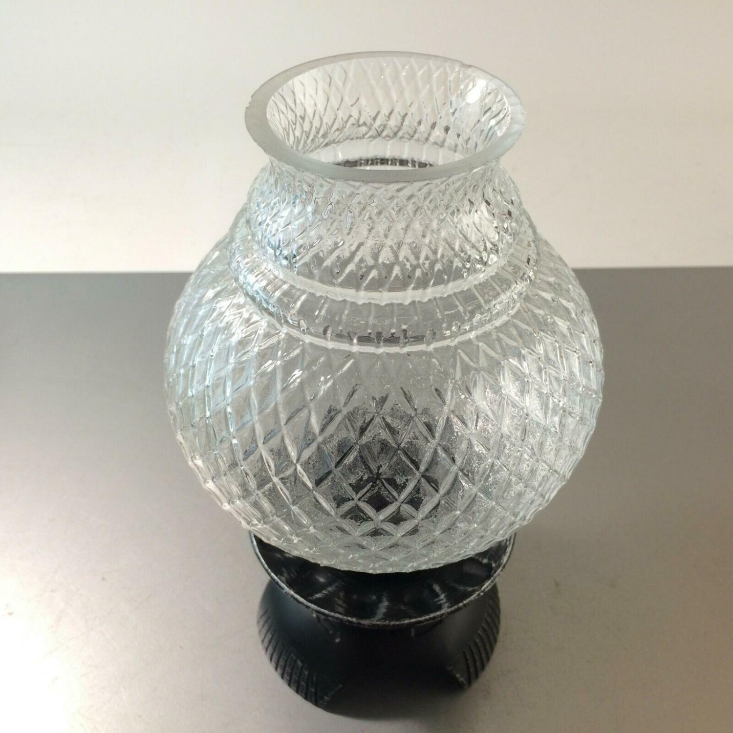 Kerzenhalter Windlicht 50er 60er Glas Kerzenständer SCHIRM Eisen Rauten