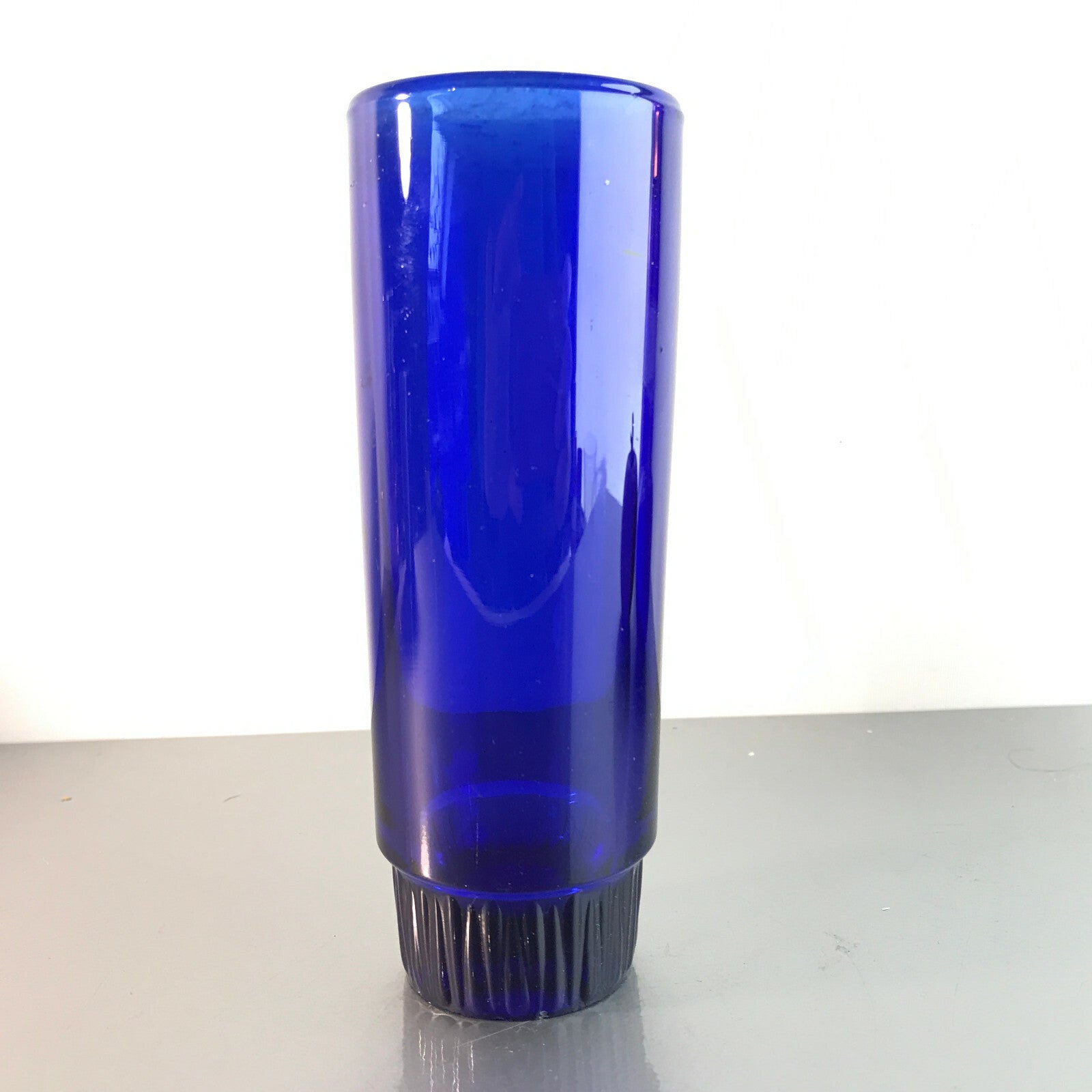 Vintage Vase Glas 60er 70er blau VEB 15 cm MID CENTURY