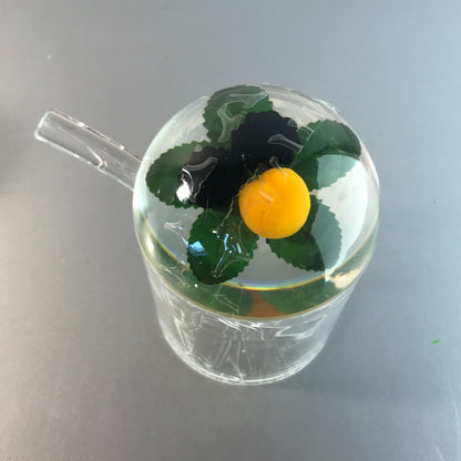 Honigtopf Kunststoff mit Löffel und Beeren Deckeldose H 11 cm 80er