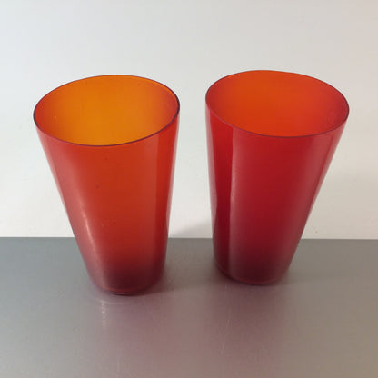 Wassergläser - 2er Set - rot Gläser Glas Vintage 14,3 cm Handgefertigt Deko