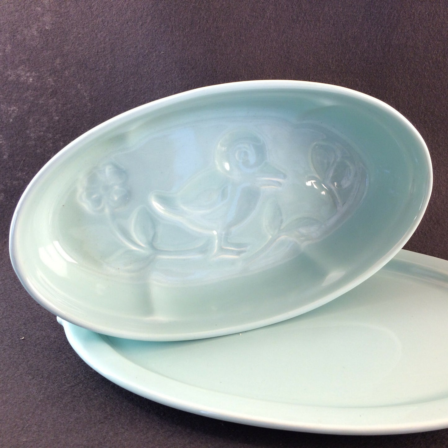 Vintage Keramik Puddingform Ente türkis  Backform 50er 60er MID CENTURY