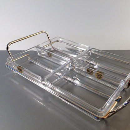 RCR Italia Schälchen Tablett Schalen Glas versilbert SHERATONN