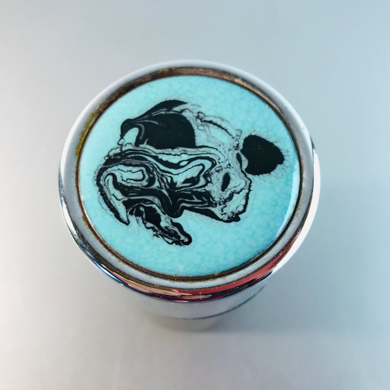 MID CENTURY Emaille Dose H 11,5 cm 50er Deckeldose Kunststoff