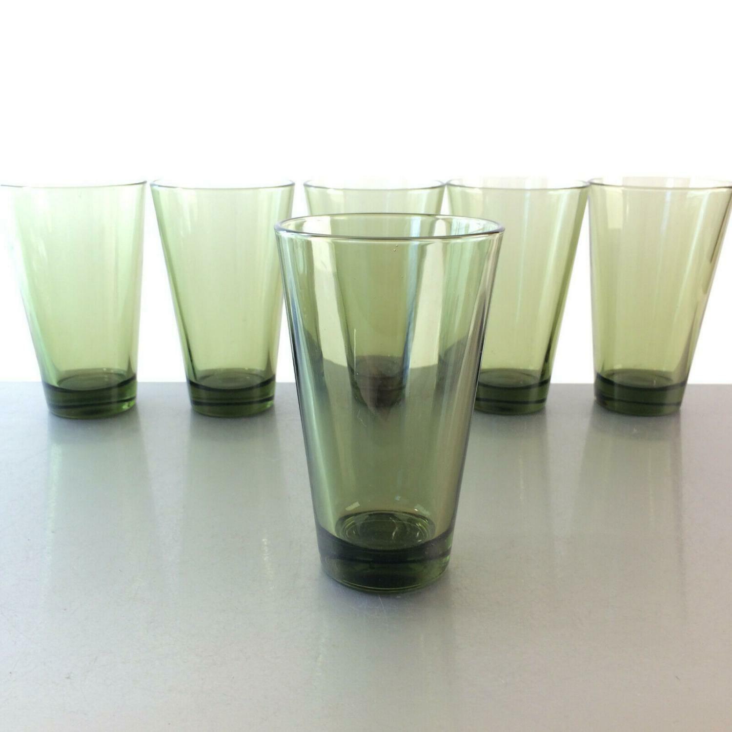 Wassergläser 6er SET  50er 60er Gläser 13 cm  Rauchglas VINTAGE Glas