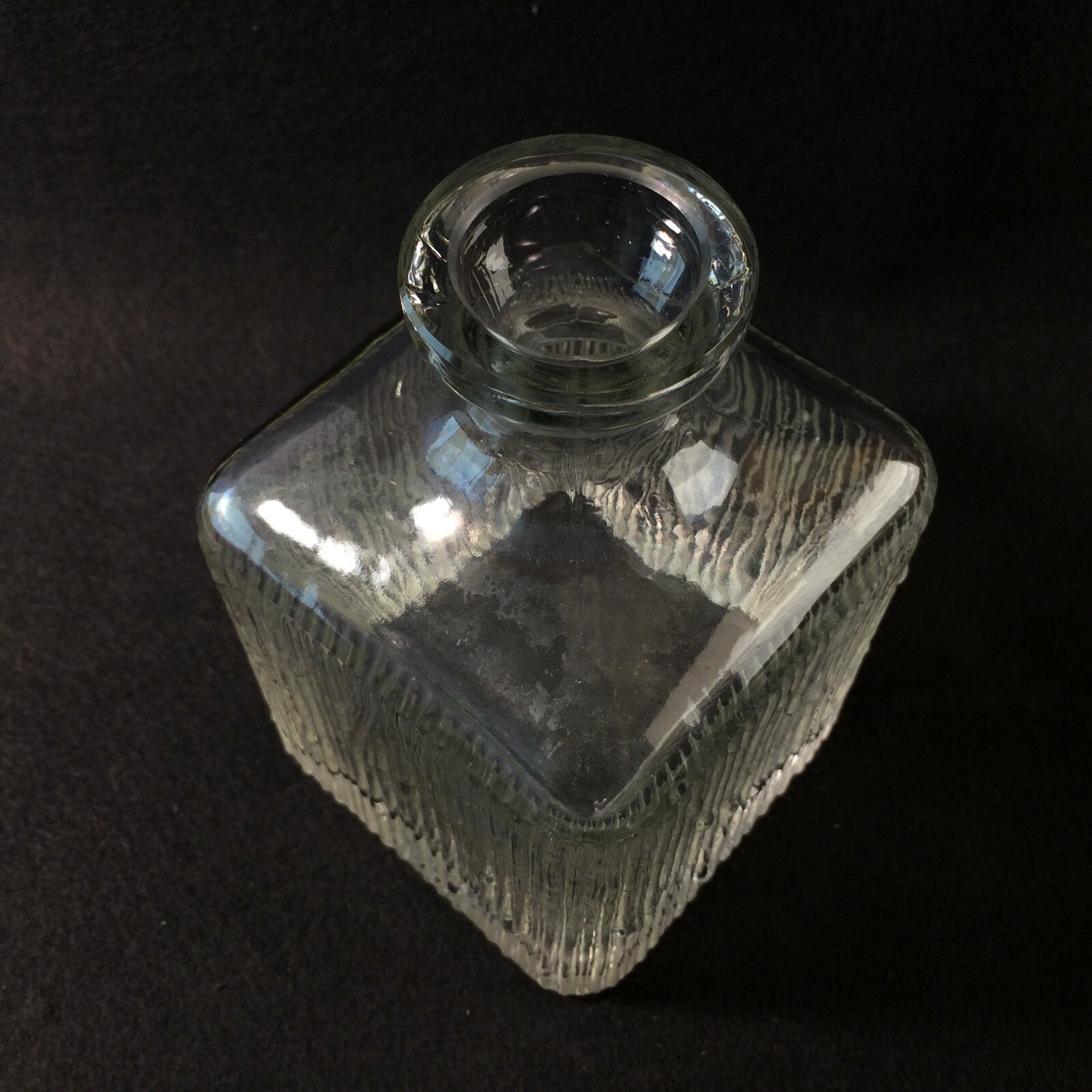 VASE Glasvase eckig 13 cm  50er 60er klar schwer Glas VINTAGE