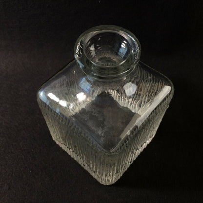 VASE Glasvase eckig 13 cm  50er 60er klar schwer Glas VINTAGE