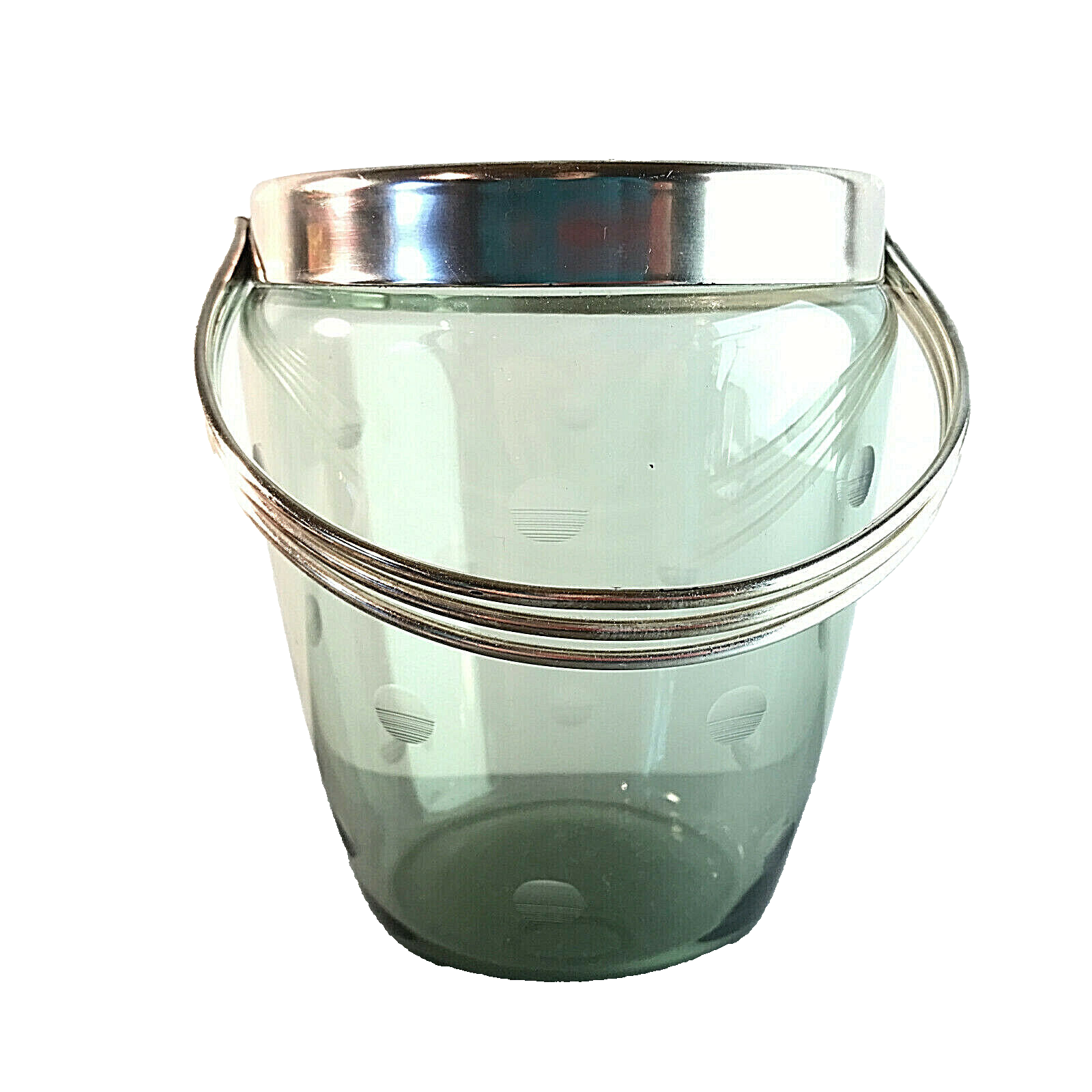 Glas Eiswürfeleimer Eiseimer 50er 60er 14 cm Vintage Linsenschliff 