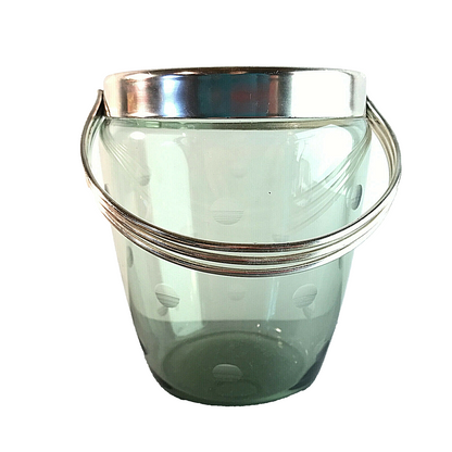 Glas Eiswürfeleimer Eiseimer 50er 60er 14 cm Vintage Linsenschliff 
