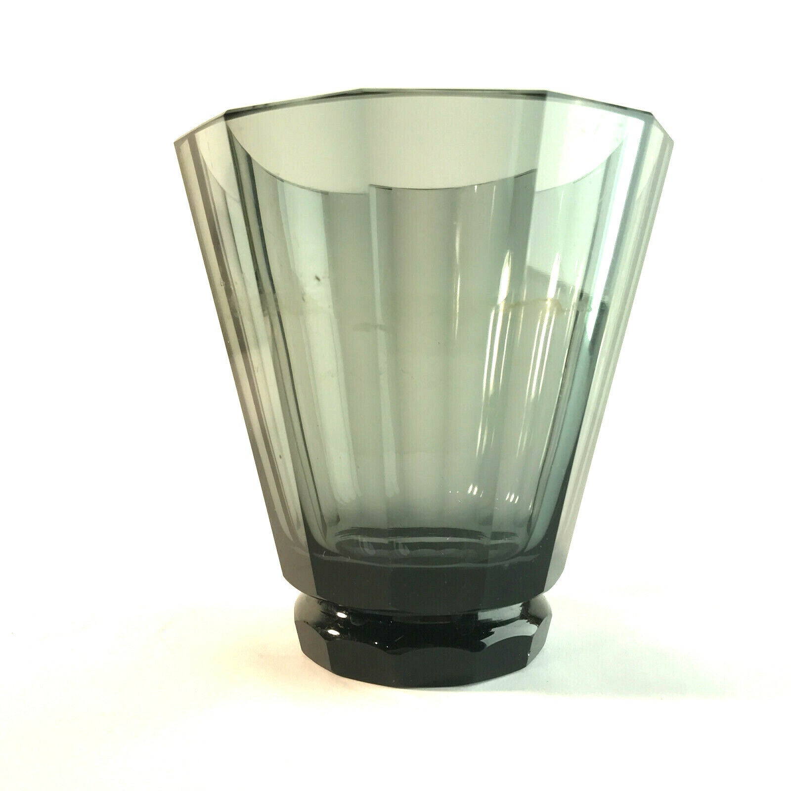 Vase Glas Rauchglas 12 cm 20er 30er Art Déco Facetten