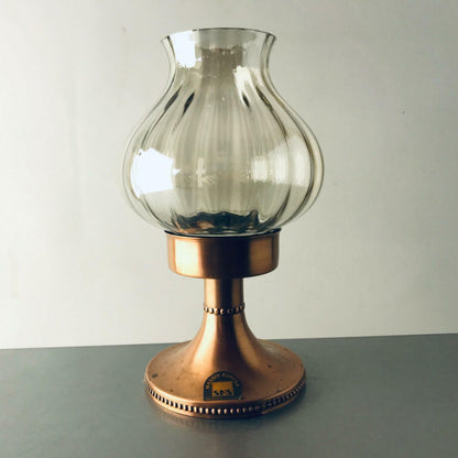 SKS Vintage Windlicht Kerzenhalter Kupfer Glas 22 cm  60er MID CENTURY