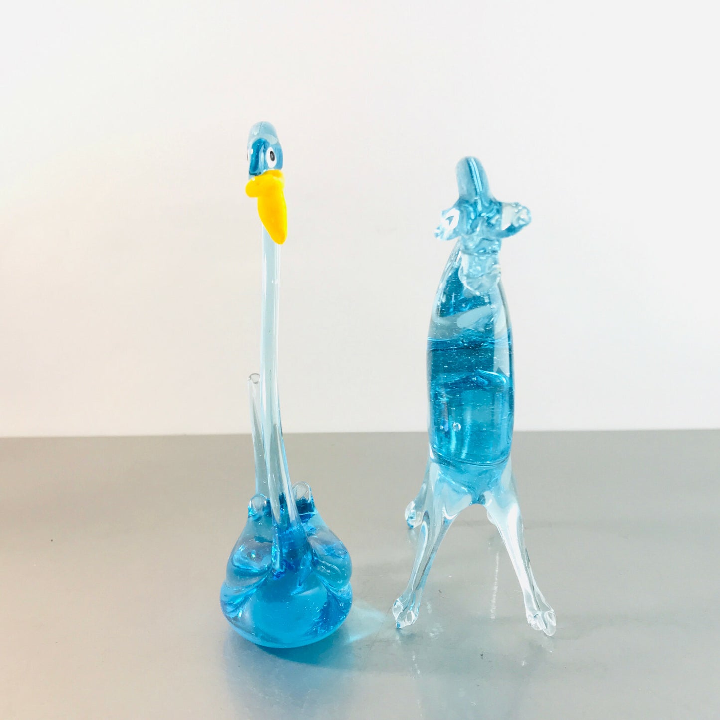  Murano Figur Pferd Schwan blau Glas Vintage ca 13 cm 60er 70er Tierfigur