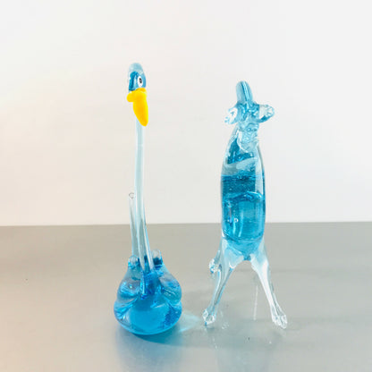  Murano Figur Pferd Schwan blau Glas Vintage ca 13 cm 60er 70er Tierfigur