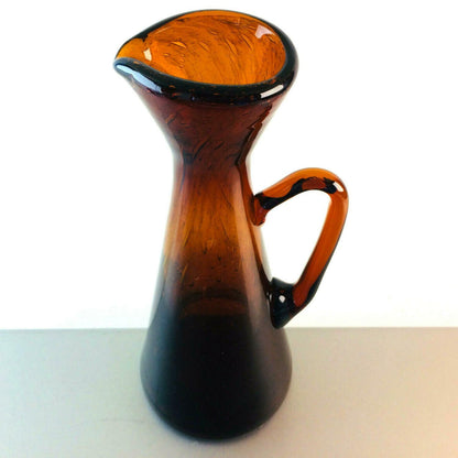 Kanne Karaffe 50er 60er 25,5 cm Bernstein braun VINTAGE Glas Schaumglas