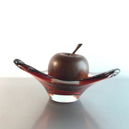 SCHALE Glas rot Schweden D 15 cm (19) 60er 70er Vintage Glas