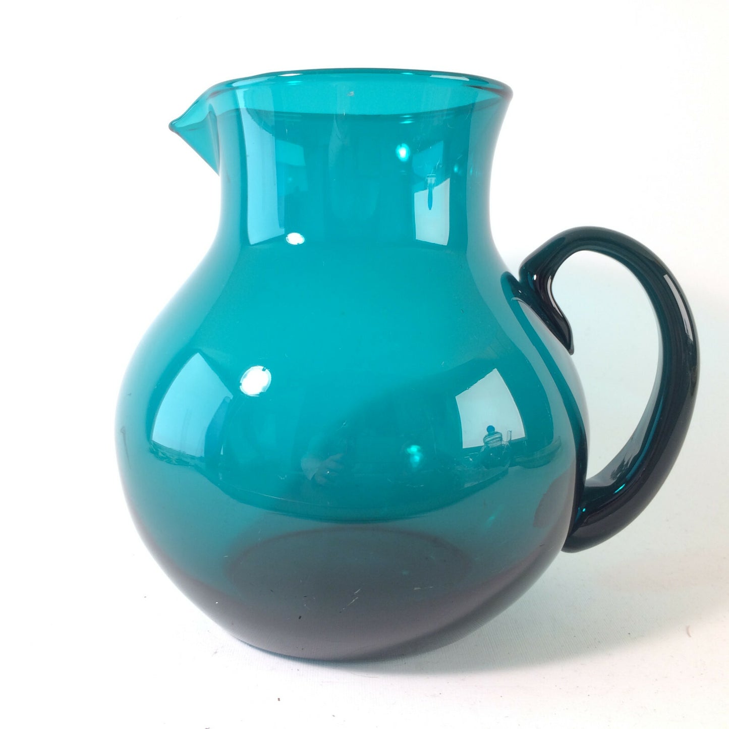 Vintage KARAFFE Kanne Krug grün Glas 60er 70er 17cm MID CENTURY Vase