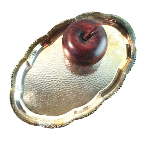 Platte Anrichte Schale  50er 60er Tablett versilbert L 24 cm Hammerschlag