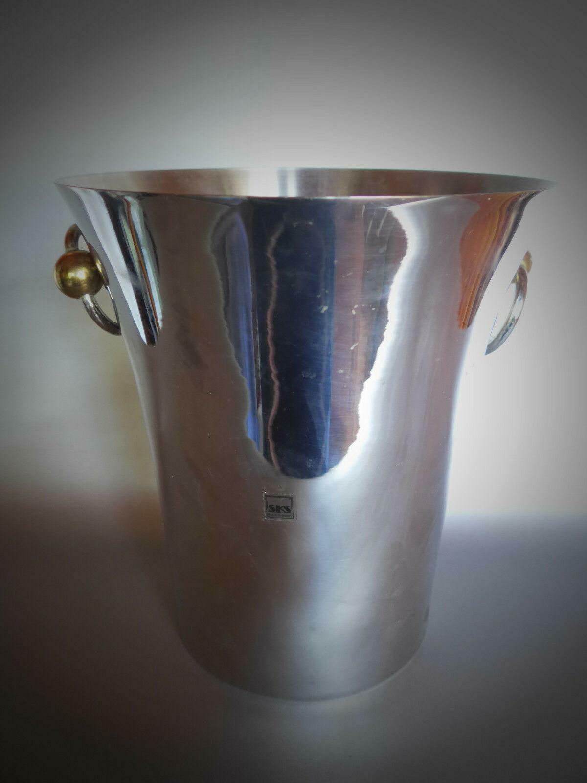 SKS DESIGN Sektkühler Sekteimer Edelstahl mit LABEL H 23 cm Cocktail 80er