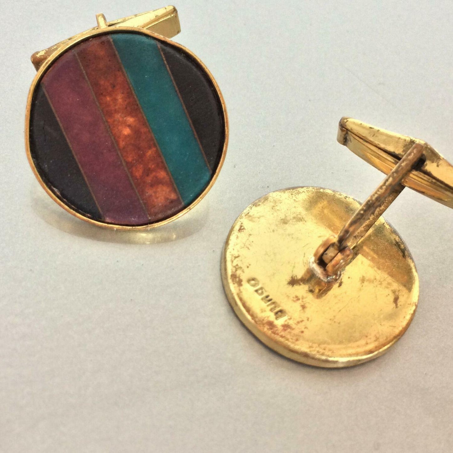  A. G. BUNGE Emaille MANSCHETTENKNÖPFE 50er 60er Manschetten CUFFLINKS